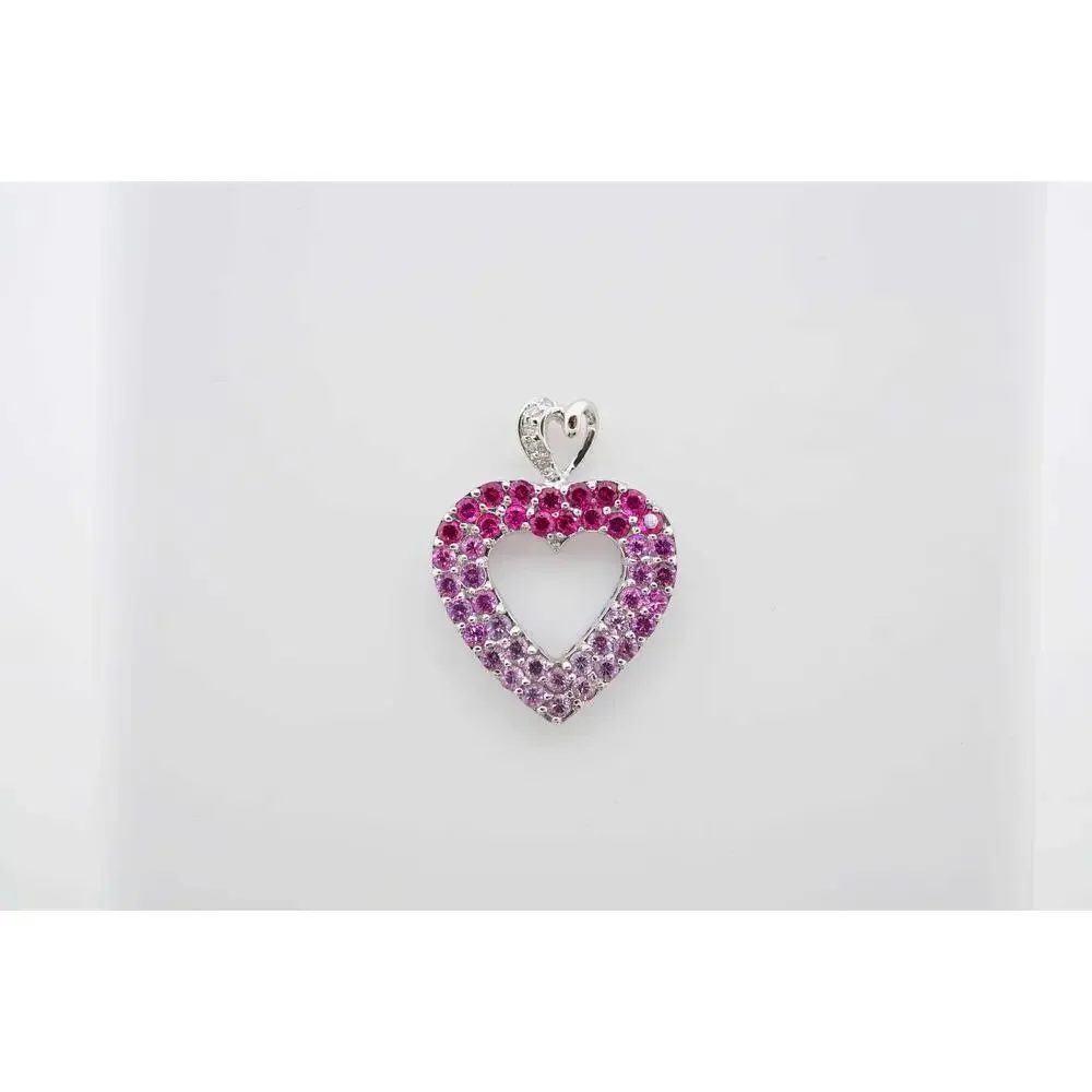 Estate Sale 10k White Gold Sapphire Diamond Charm 1.07 TCW Vintage Jewelry - Picture 1 of 6